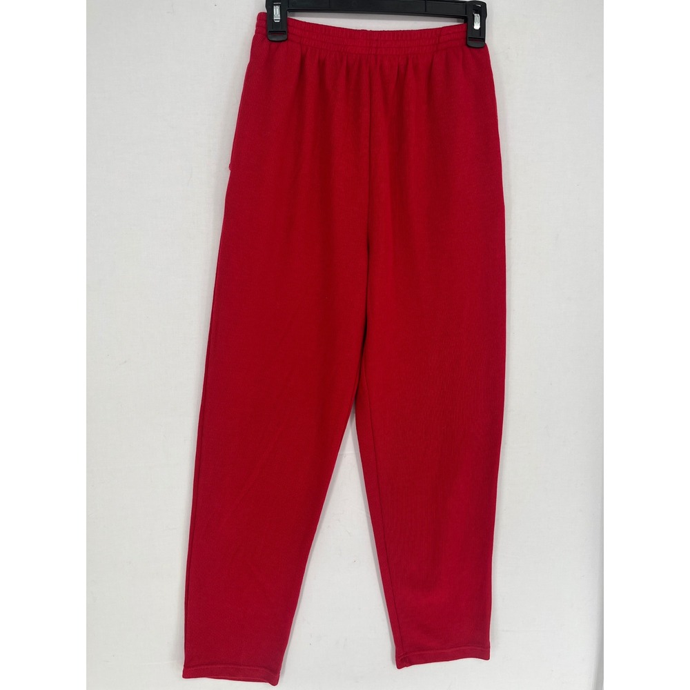 Moving Bleu Knit Pants Womens Small Elastic Waist Ribbed Red S